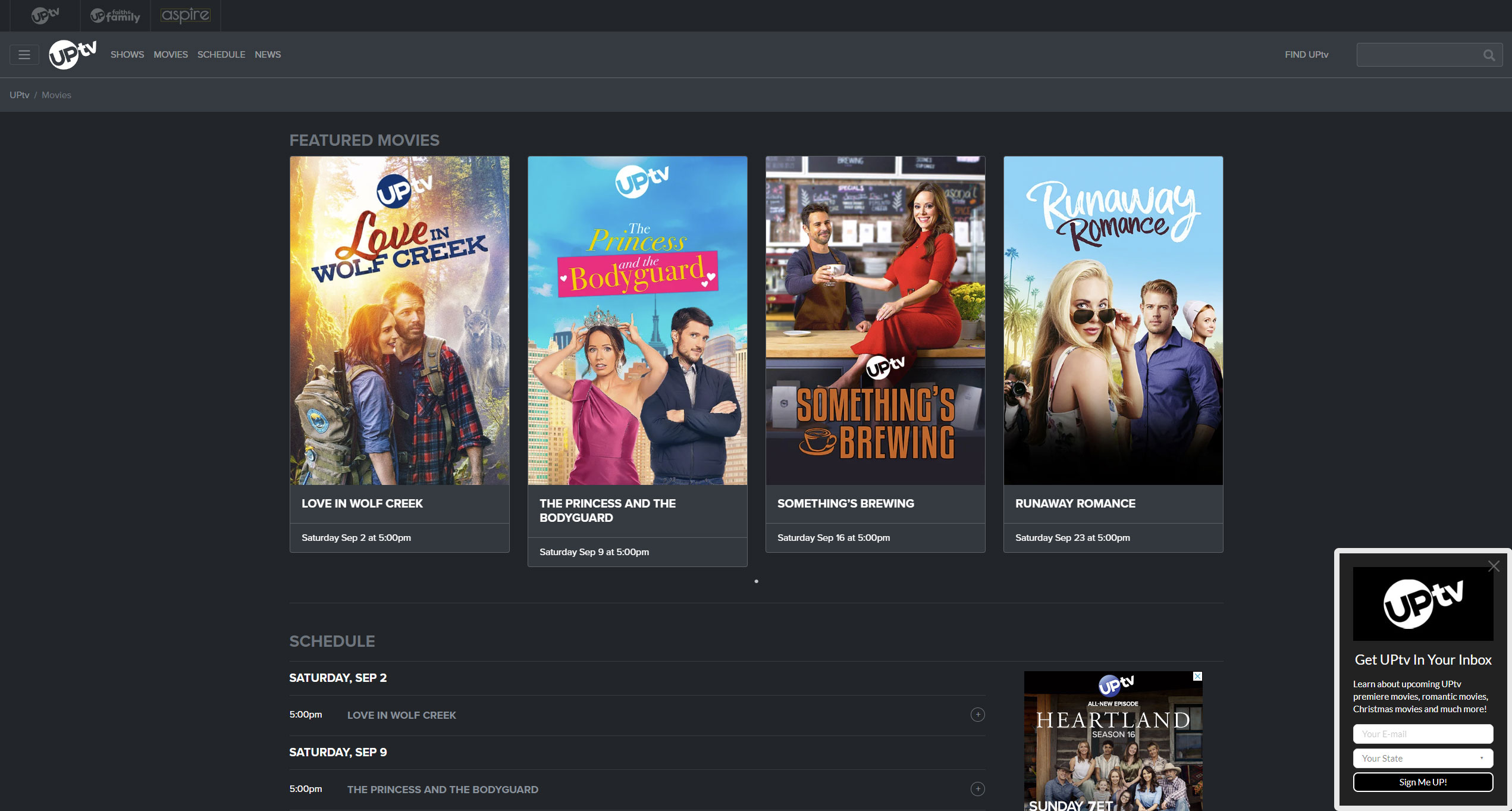 UPtv.com Movies Page