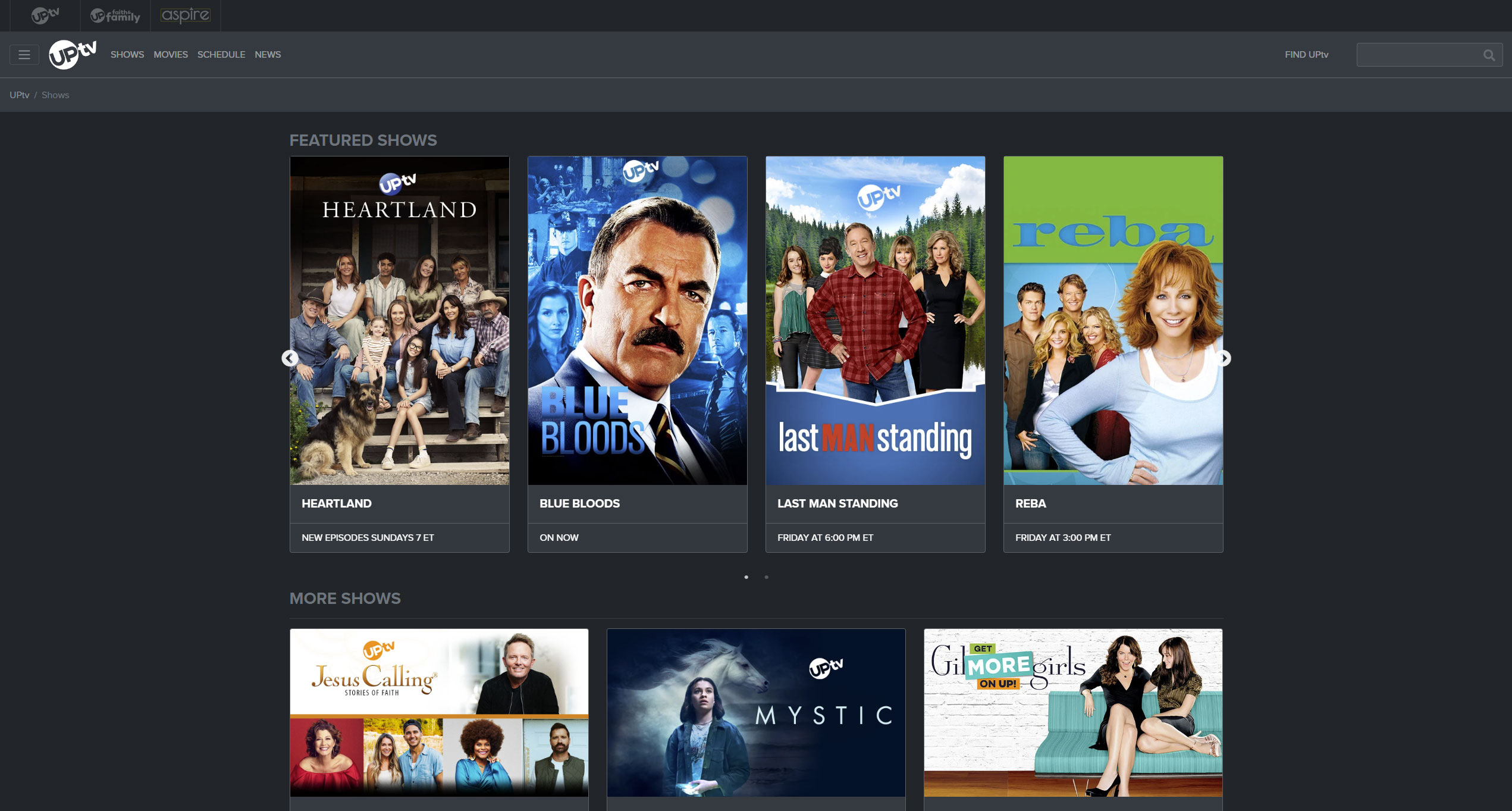 UPtv.com Shows Page