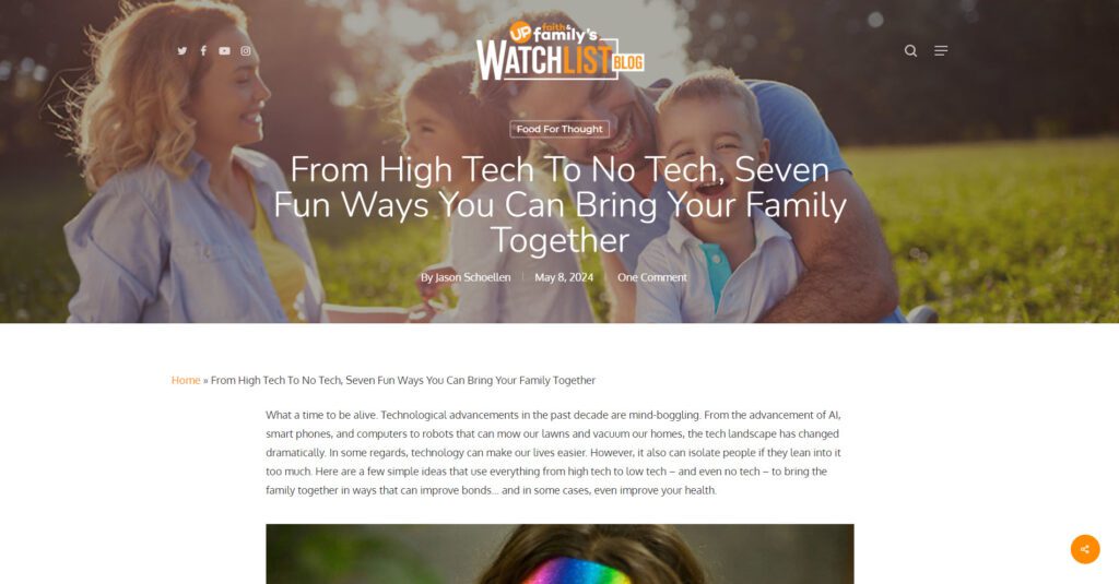 Jason Schoellen writing sample for UP Faith & Family -- using healthy tech for families