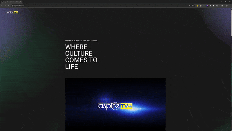 aspireTV+ homepage